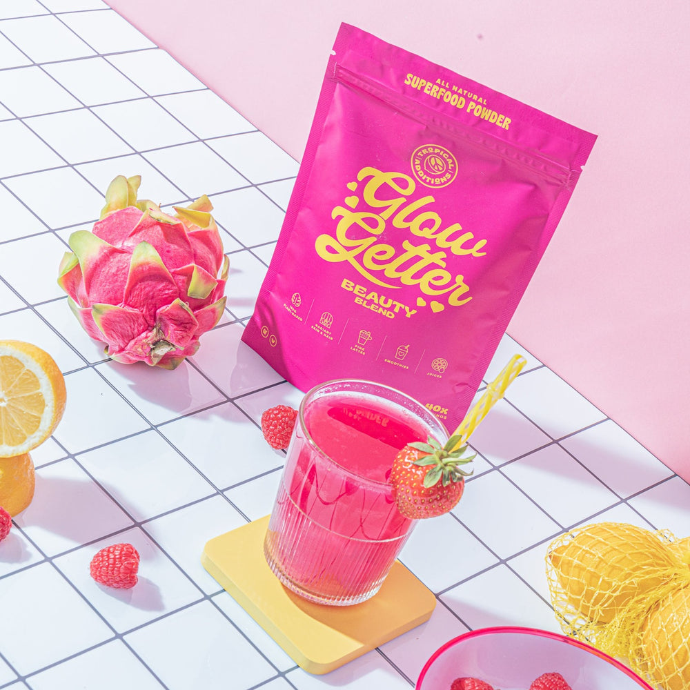
                  
                    tropical additions glow getter beauty superfood blend packet with pink pitaya and pink juice
                  
                